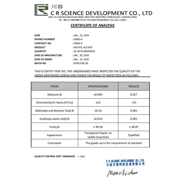 Methyl Acetate Formula
